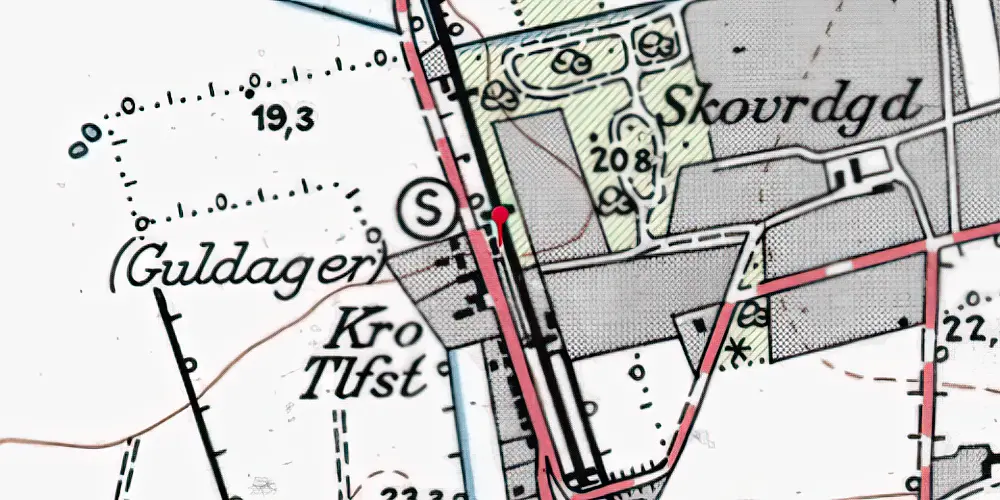 Historisk kort over Guldager Station Historisk kort over Guldager Station