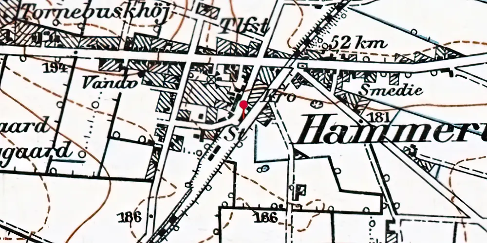 Historisk kort over Hammerum Station