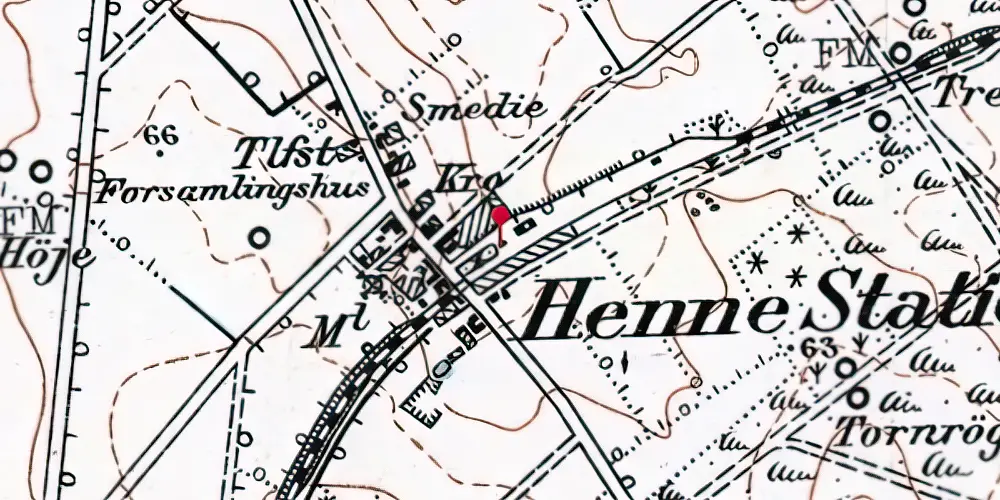 Historisk kort over Henne Trinbræt Historisk kort over Henne Trinbræt