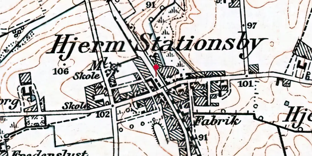 Historisk kort over Hjerm Trinbræt Historisk kort over Hjerm Trinbræt