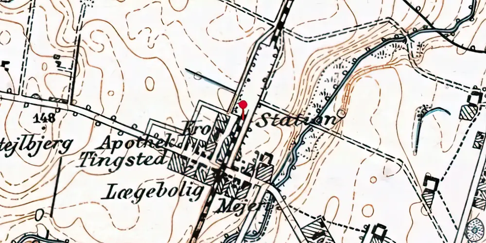 Historisk kort over Hornslet Station [1877-2016]