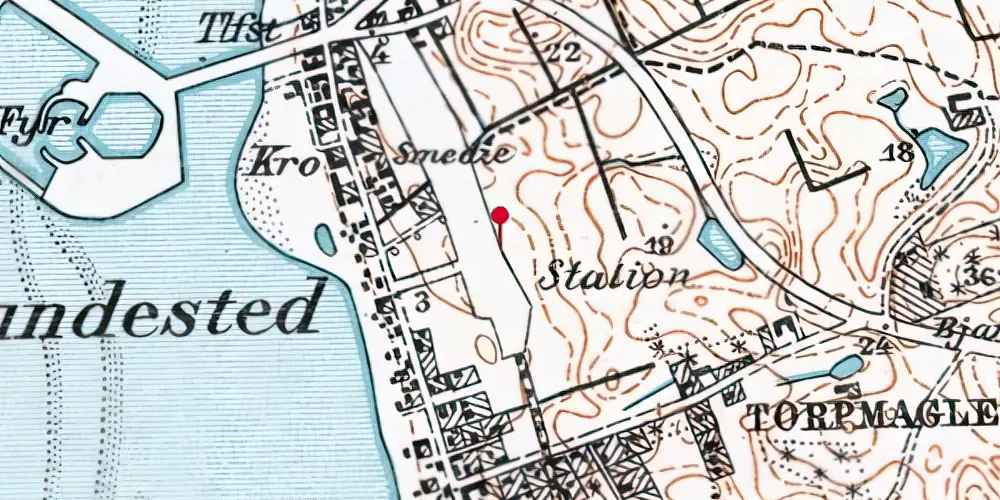 Historisk kort over Hundested Station Historisk kort over Hundested Station