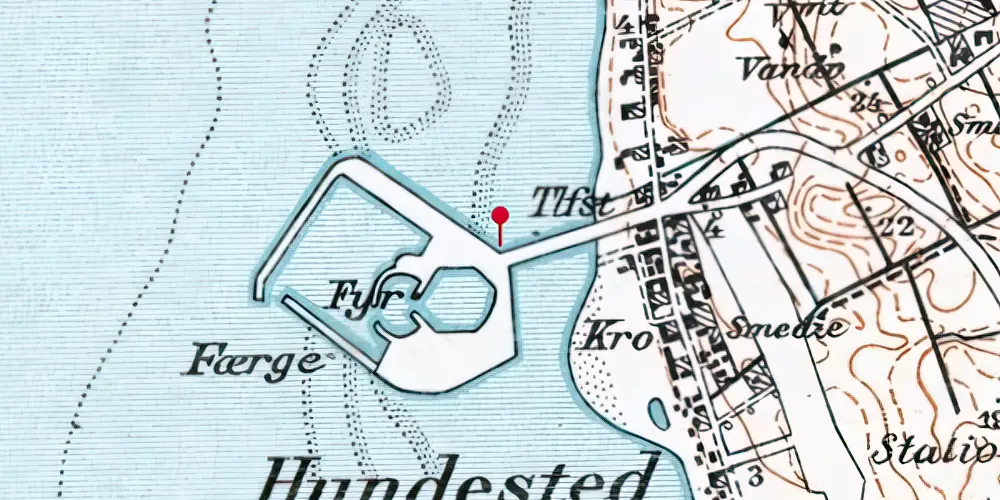 Historisk kort over Hundested Havn Trinbræt Historisk kort over Hundested Havn Trinbræt