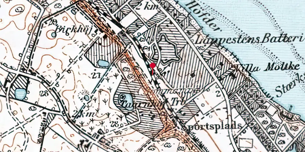 Historisk kort over Højstrup Trinbræt Historisk kort over Højstrup Trinbræt