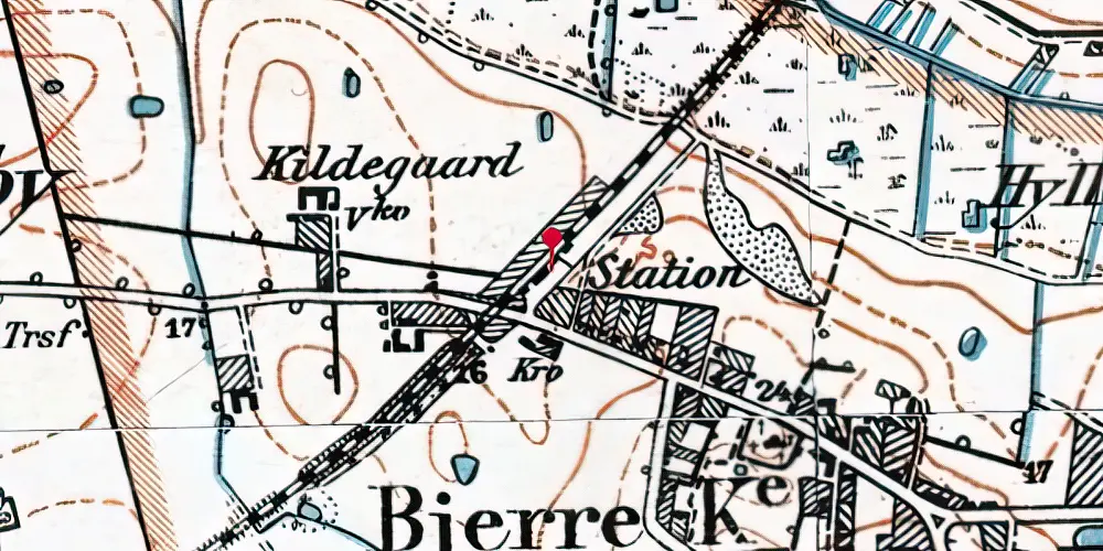 Historisk kort over Sønder Bjerge Station Historisk kort over Sønder Bjerge Station