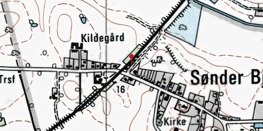 Historisk kort over Sønder Bjerge Station Historisk kort over Sønder Bjerge Station