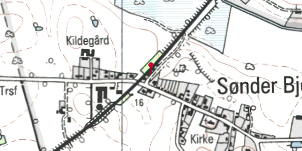 Historisk kort over Sønder Bjerge Station Historisk kort over Sønder Bjerge Station