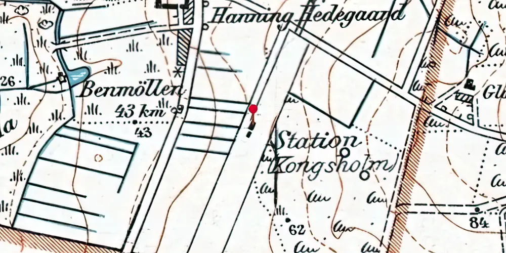 Historisk kort over Kongsholm Station Historisk kort over Kongsholm Station