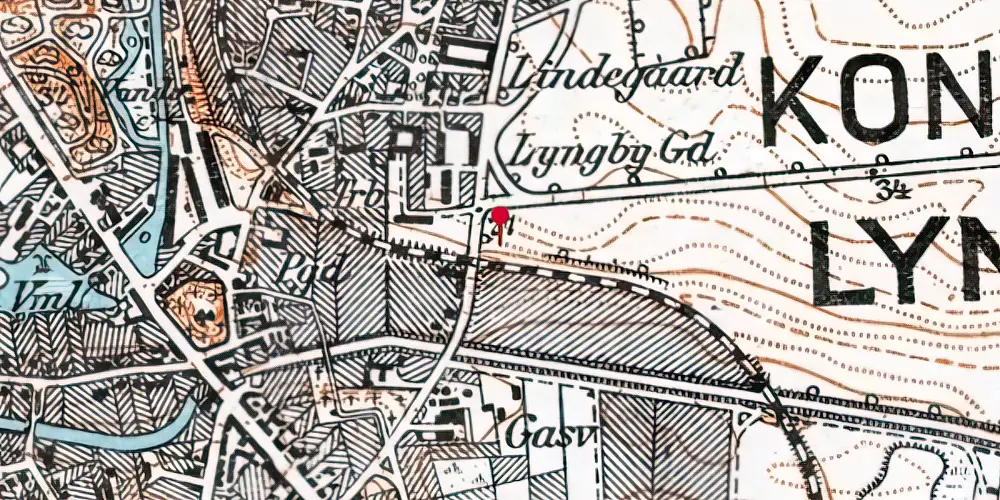 Historisk kort over Lyngby Lokal Station Historisk kort over Lyngby Lokal Station