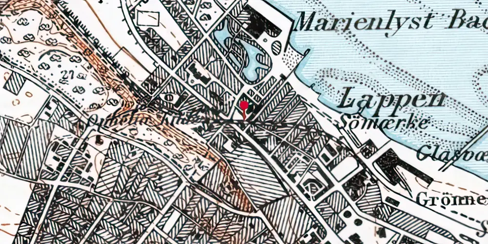 Historisk kort over Marienlyst Trinbræt Historisk kort over Marienlyst Trinbræt
