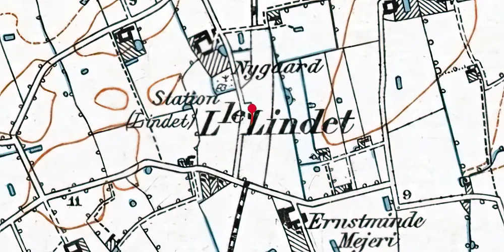 Historisk kort over Lindet Station Historisk kort over Lindet Station