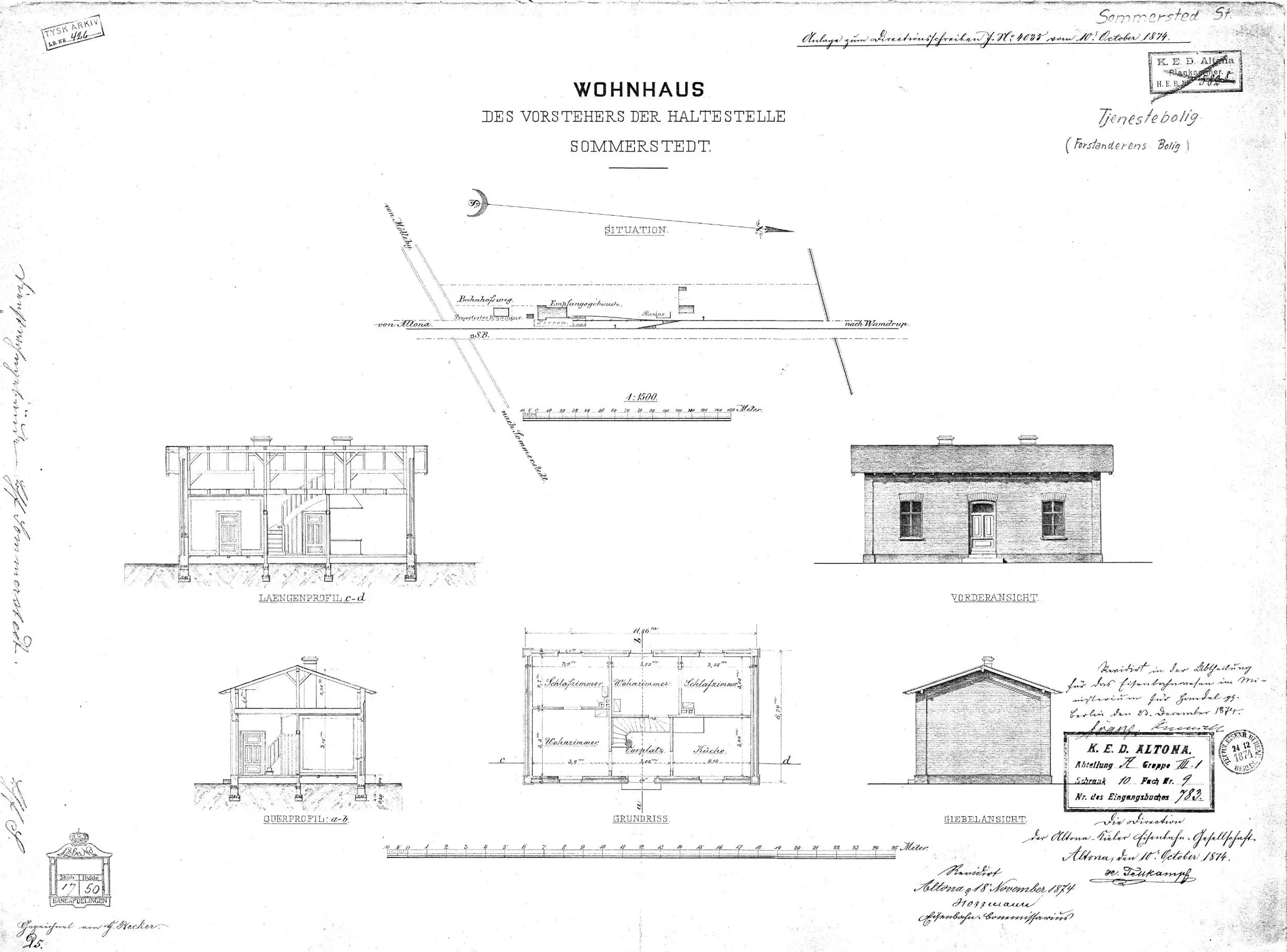 Tegning af Tjenestebolig for holdepladsbestyreren for Sommersted Station. Tegning af Tjenestebolig for holdepladsbestyreren for Sommersted Station.