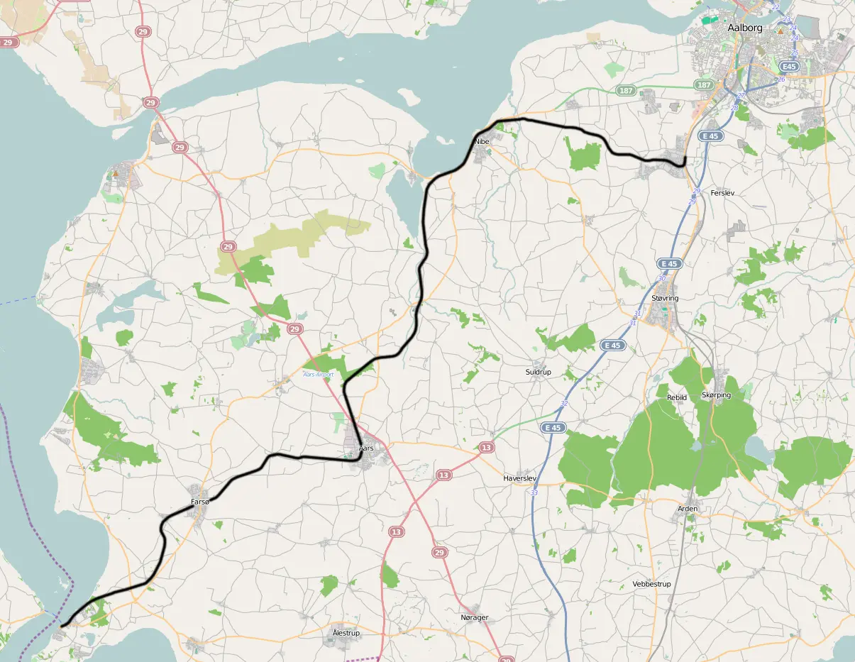 Banekort fra Aars-Nibe-Svenstrup Jernbane (ANSJ). Banekort fra Aars-Nibe-Svenstrup Jernbane (ANSJ).