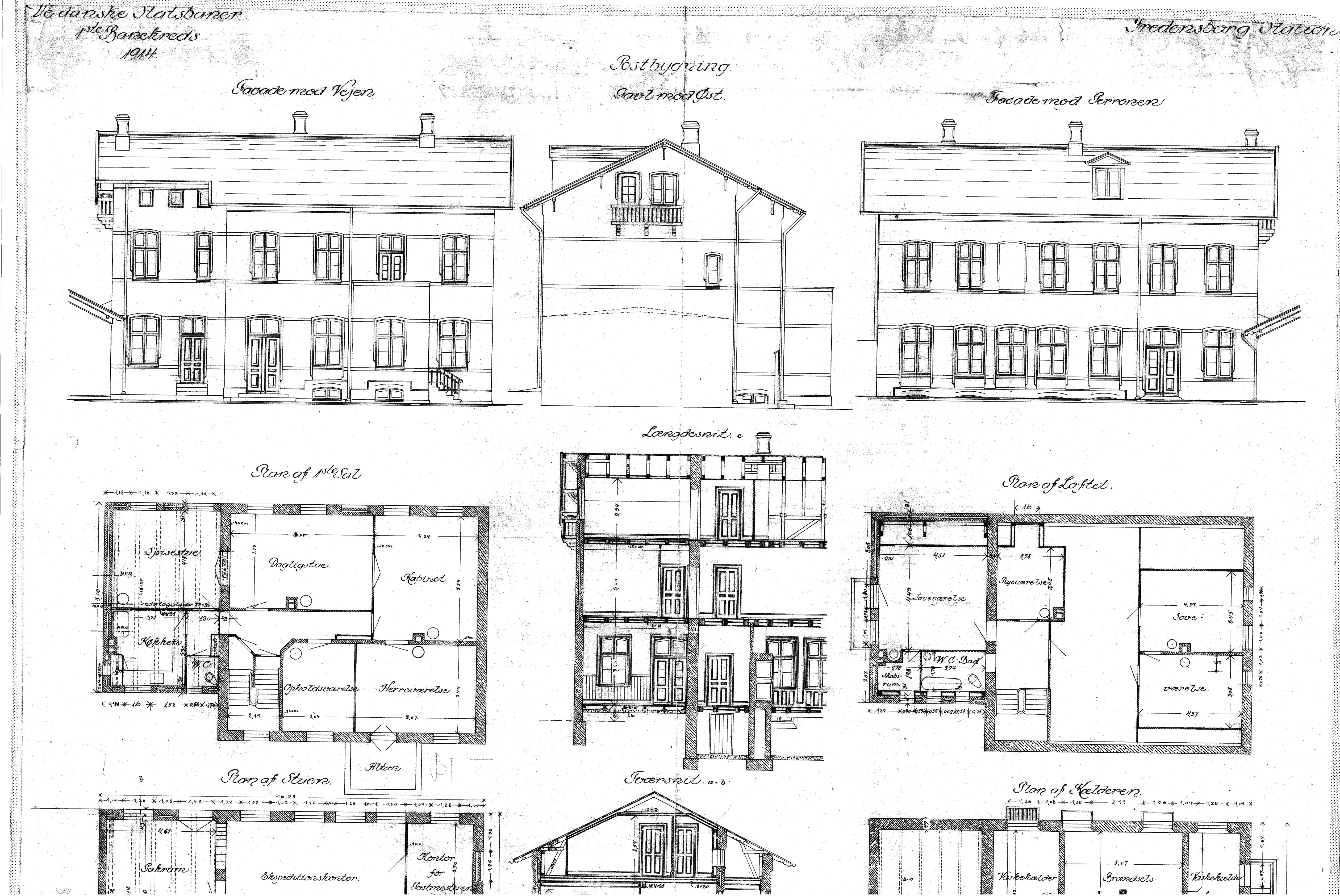 Tegning af Fredensborg Station.