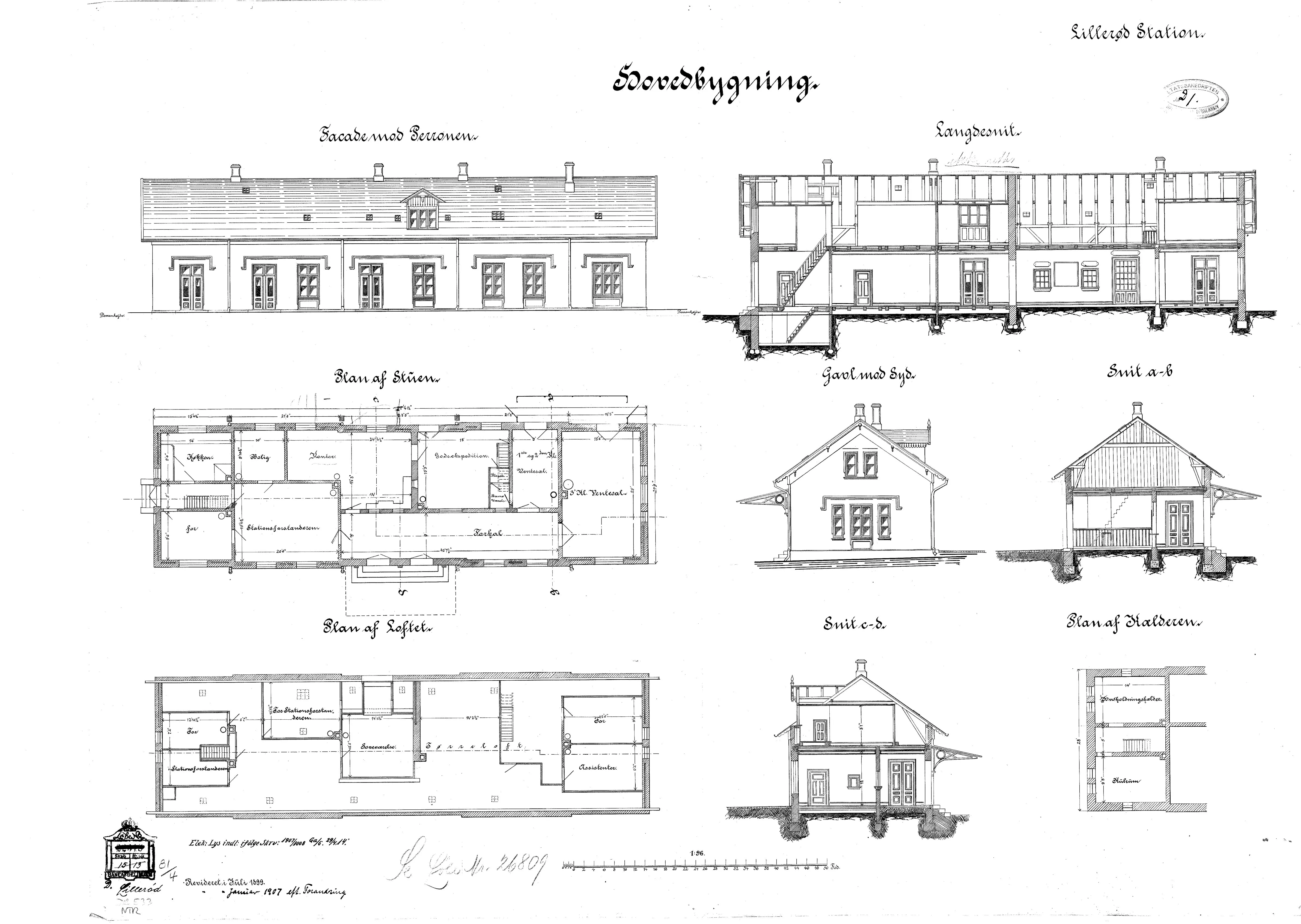 Tegning af Allerød Station. Tegning af Allerød Station.
