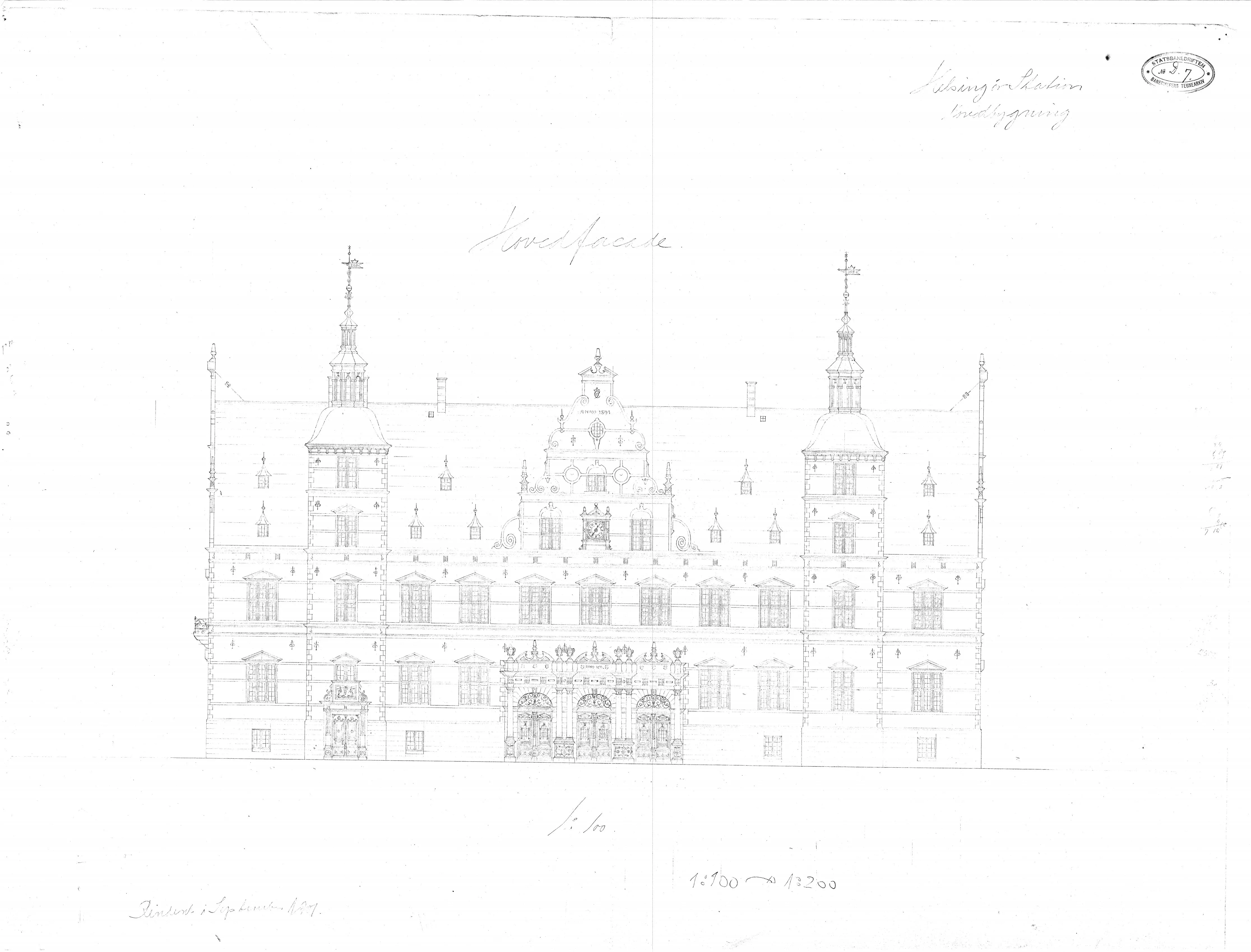 Tegning af Helsingør Banegård. Tegning af Helsingør Banegård.