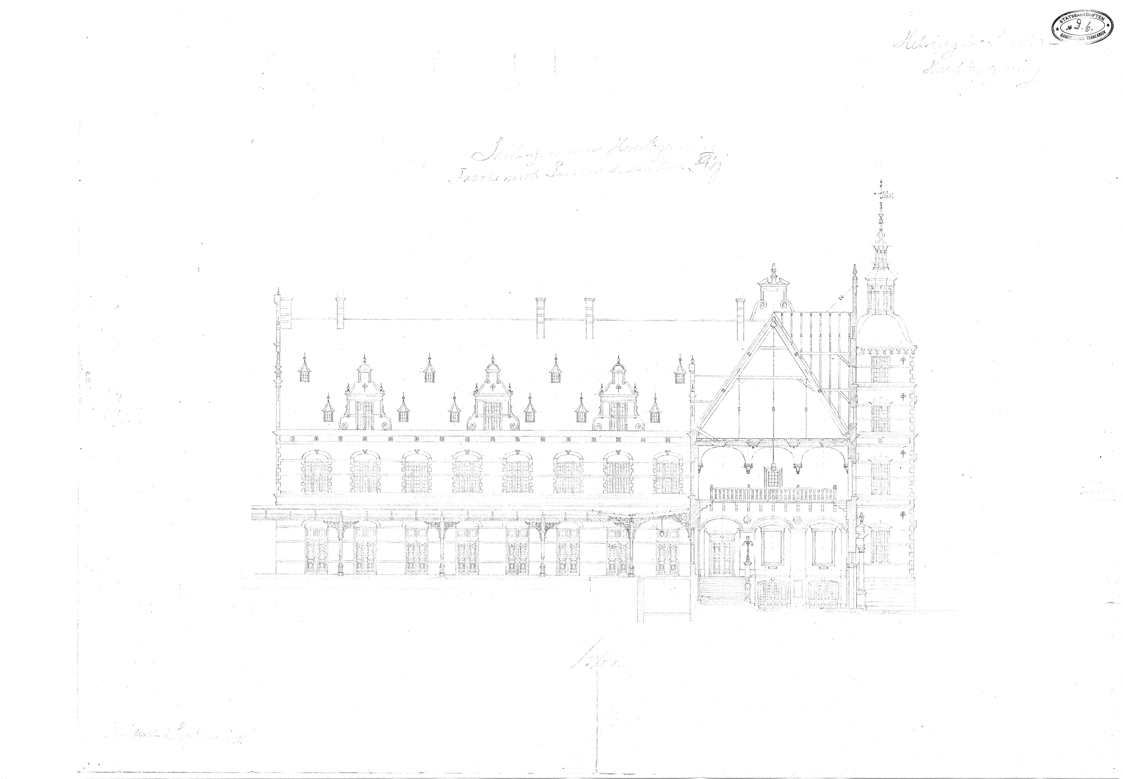 Tegning af Helsingør Banegård. Tegning af Helsingør Banegård.