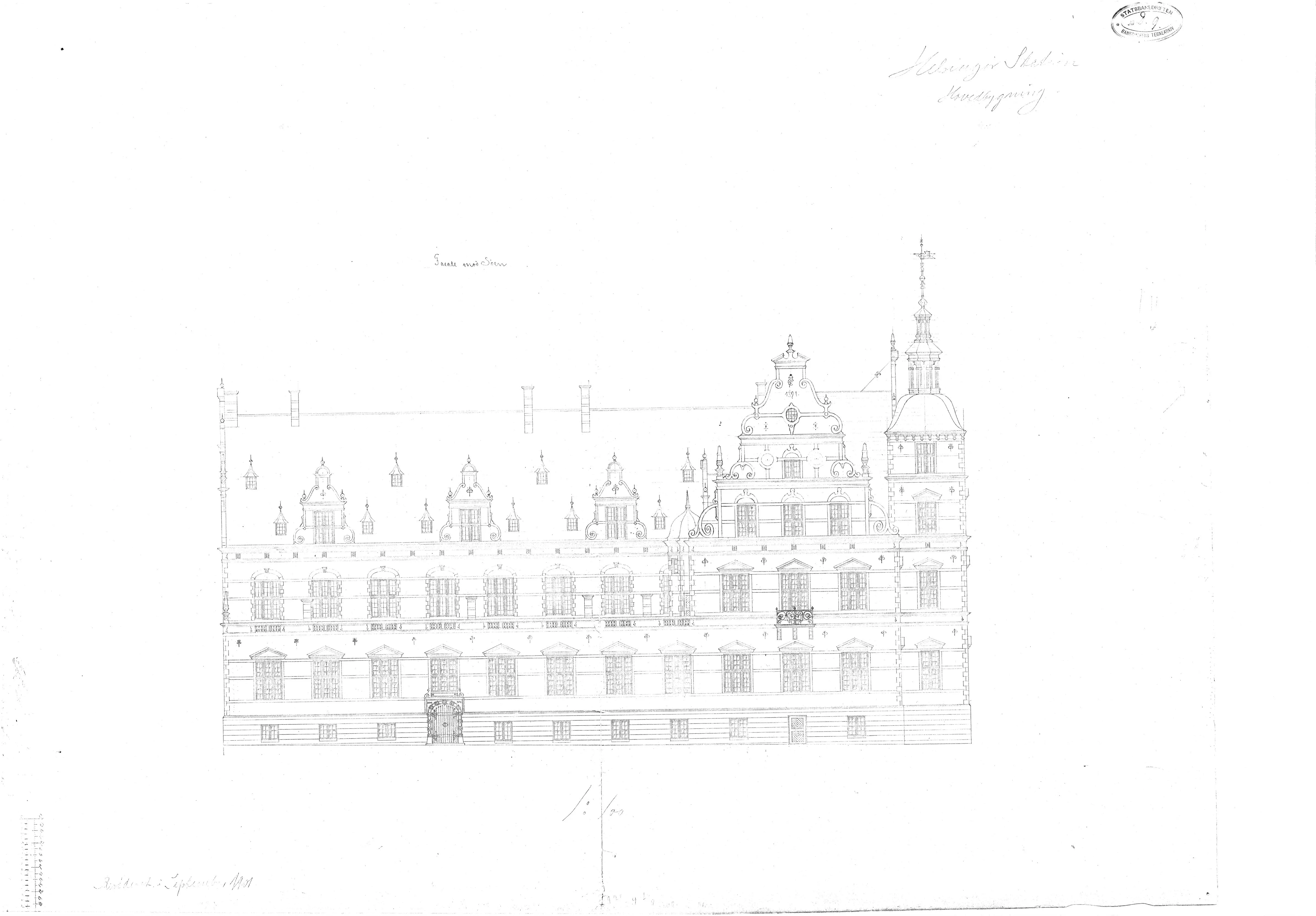 Tegning af Helsingør Banegård. Tegning af Helsingør Banegård.