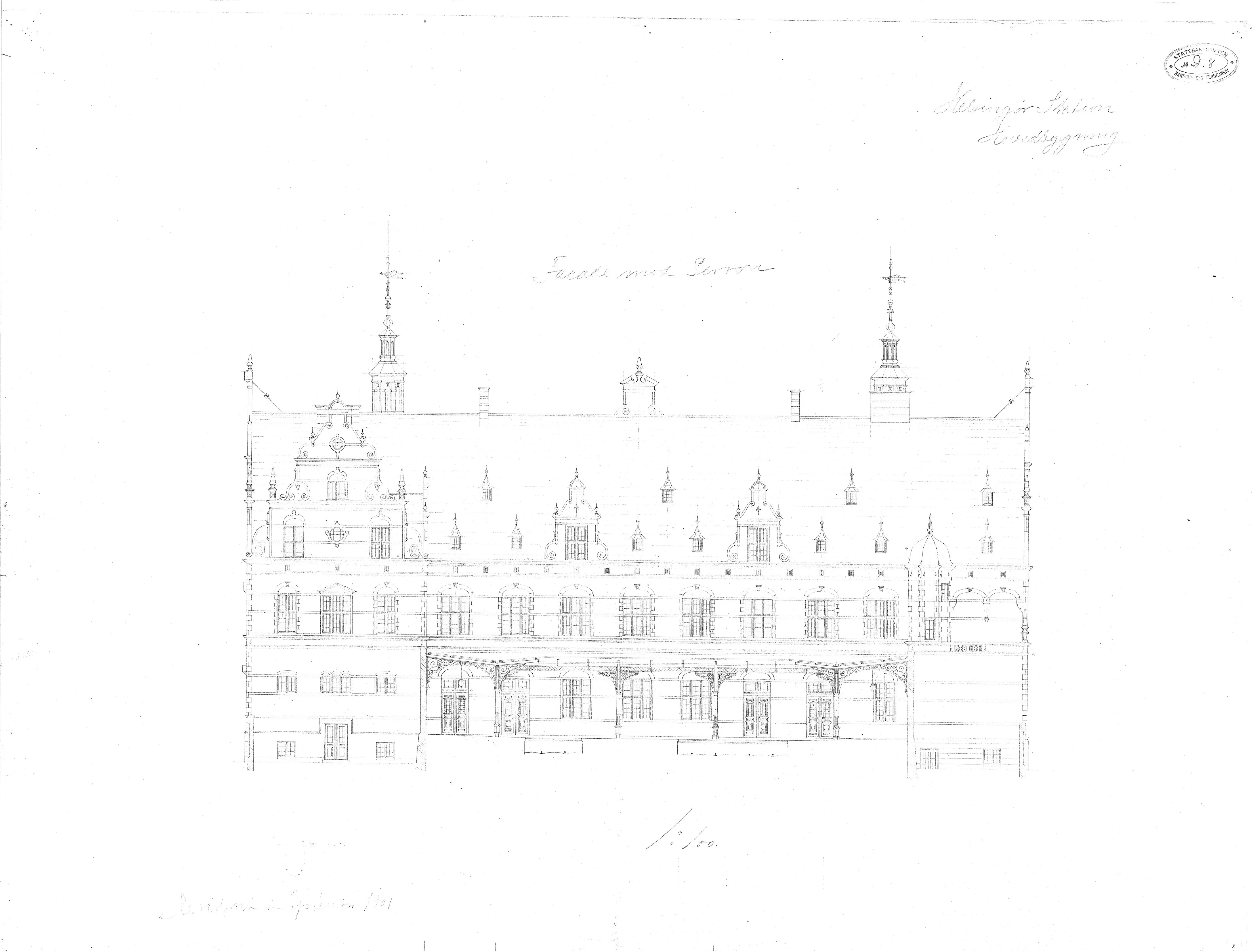 Tegning af Helsingør Banegård. Tegning af Helsingør Banegård.