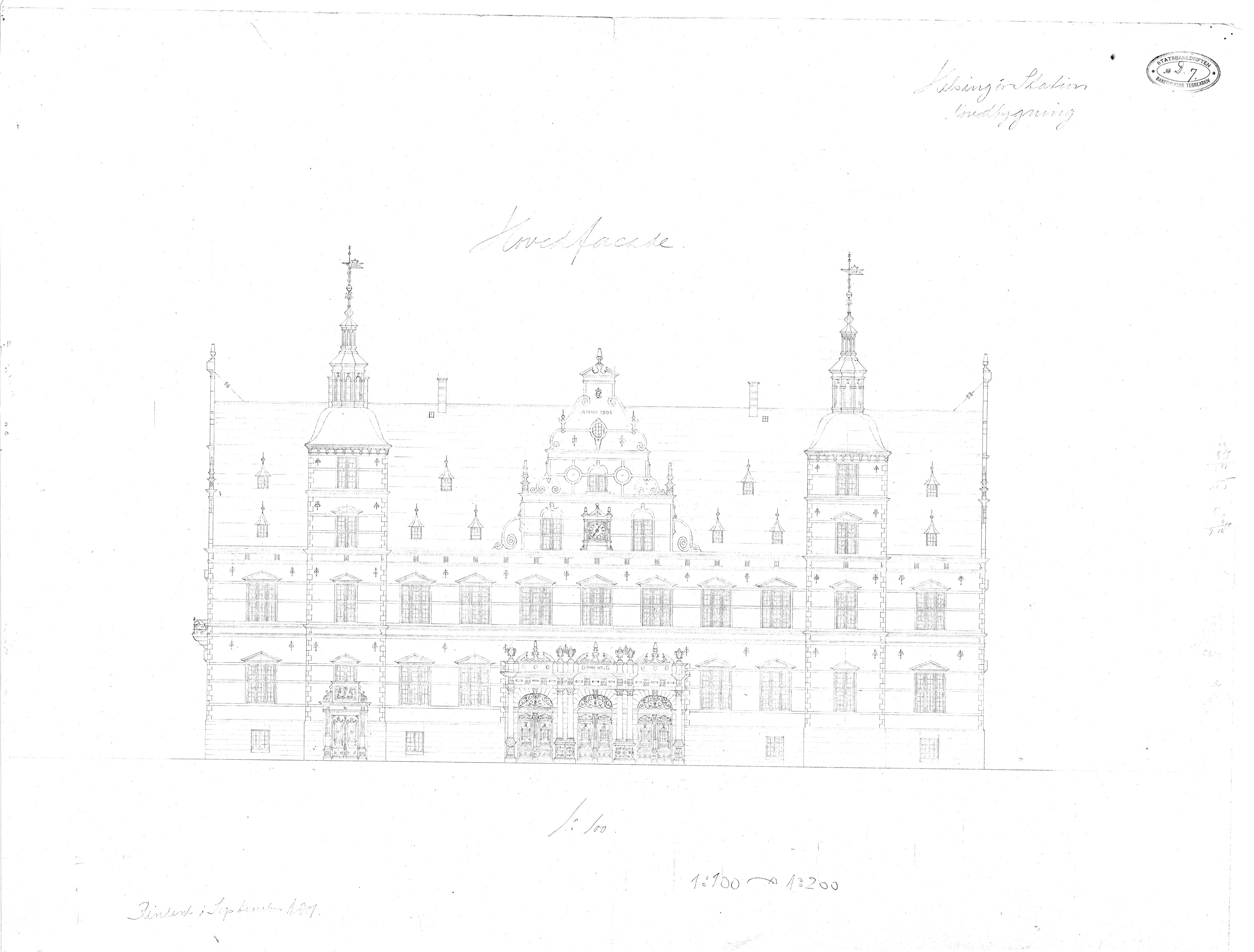 Tegning af Helsingør Banegård. Tegning af Helsingør Banegård.