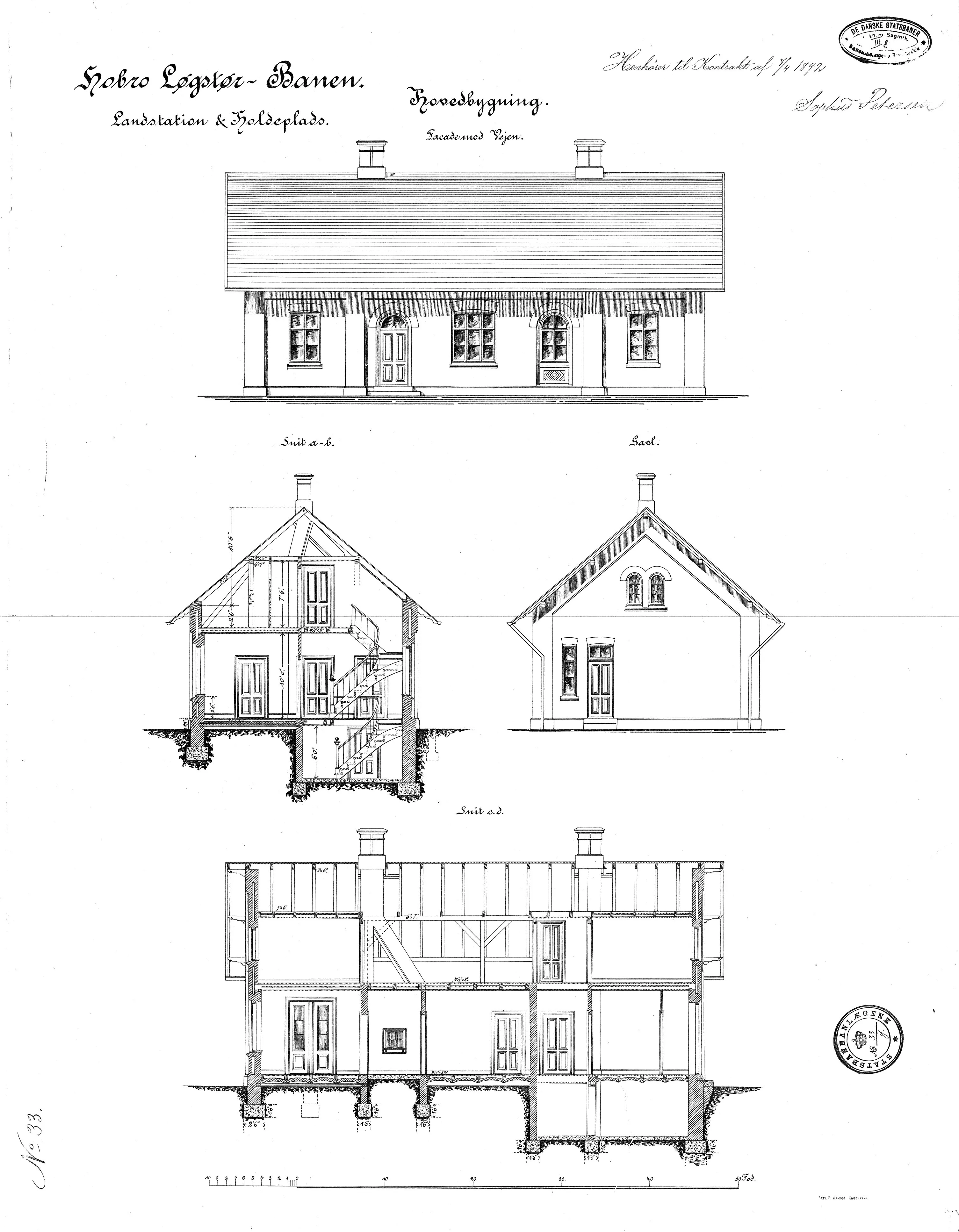 Tegning af Hornum Station. Tegning af Hornum Station.