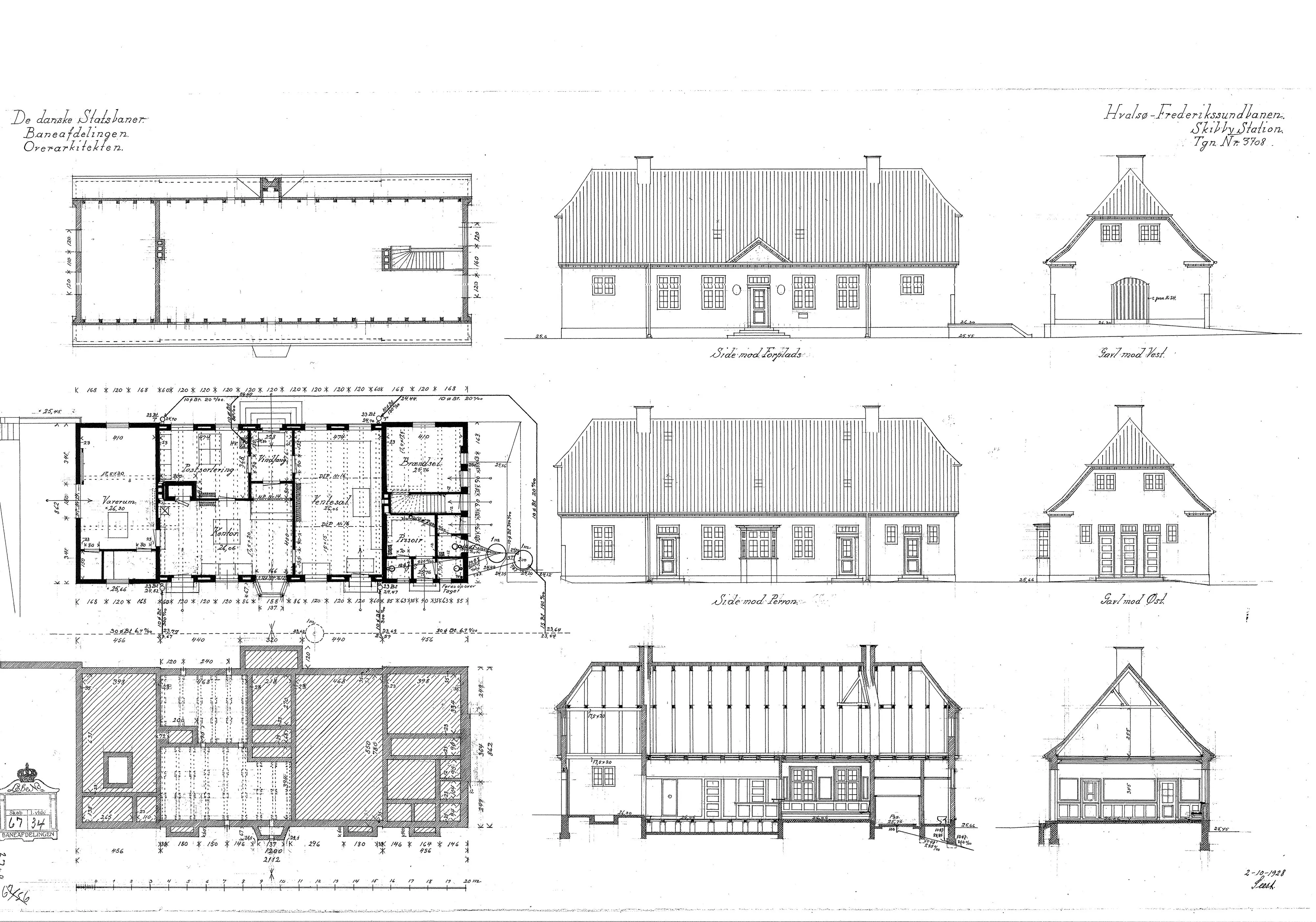 Tegning af Skibby Station. Tegning af Skibby Station.