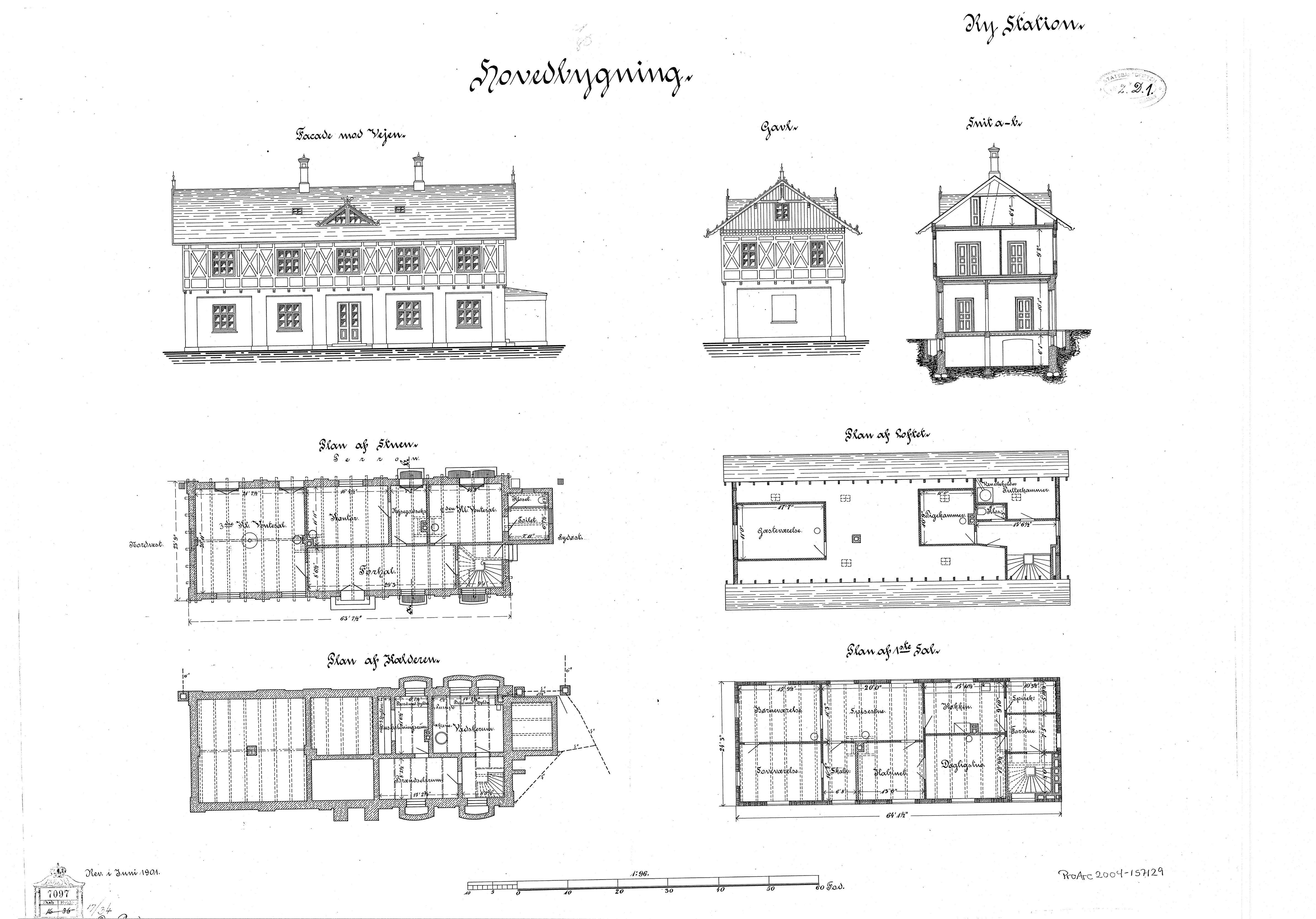 Tegning af Ry Station. Tegning af Ry Station.