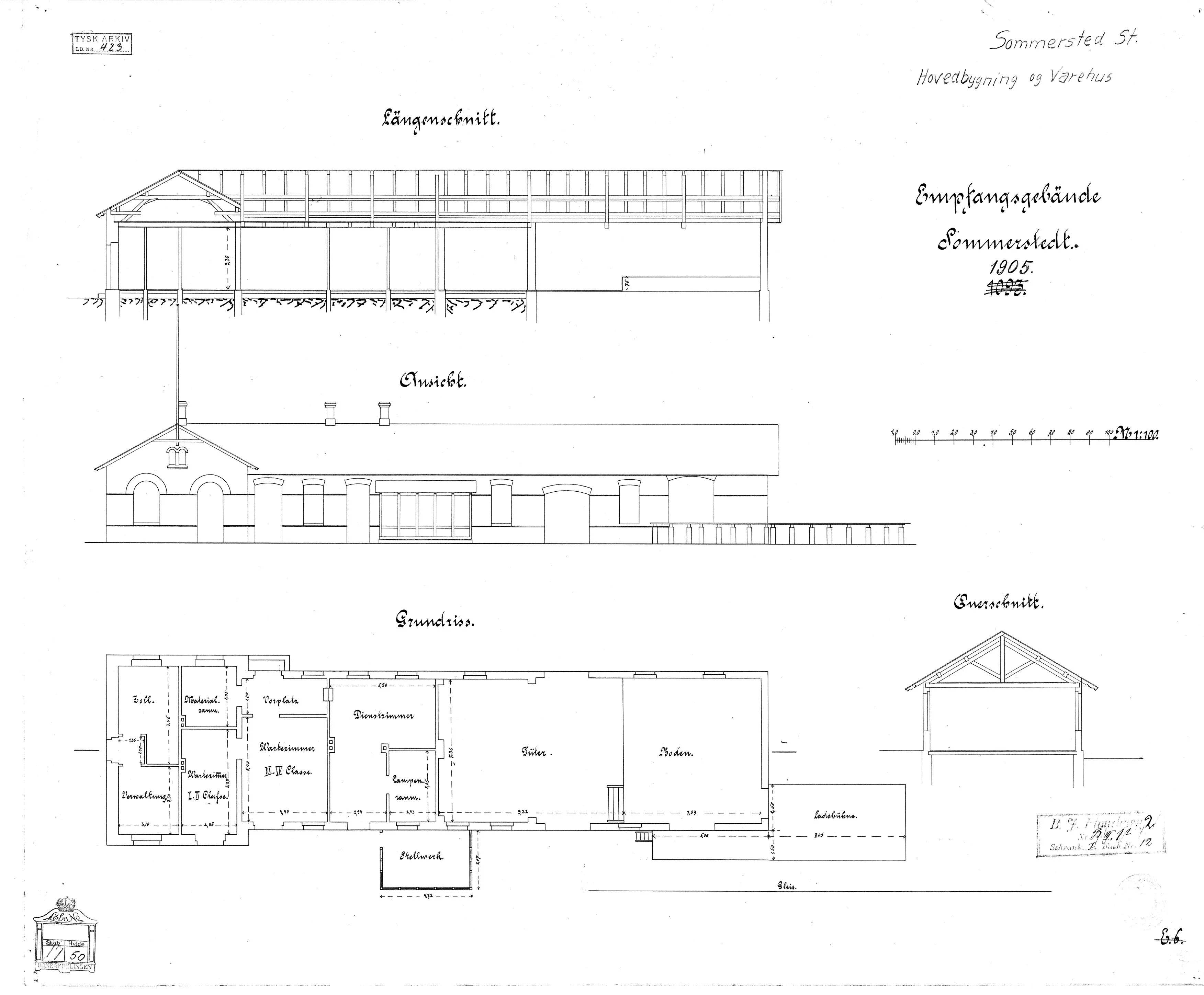 Tegning af Sommersted Station. Tegning af Sommersted Station.
