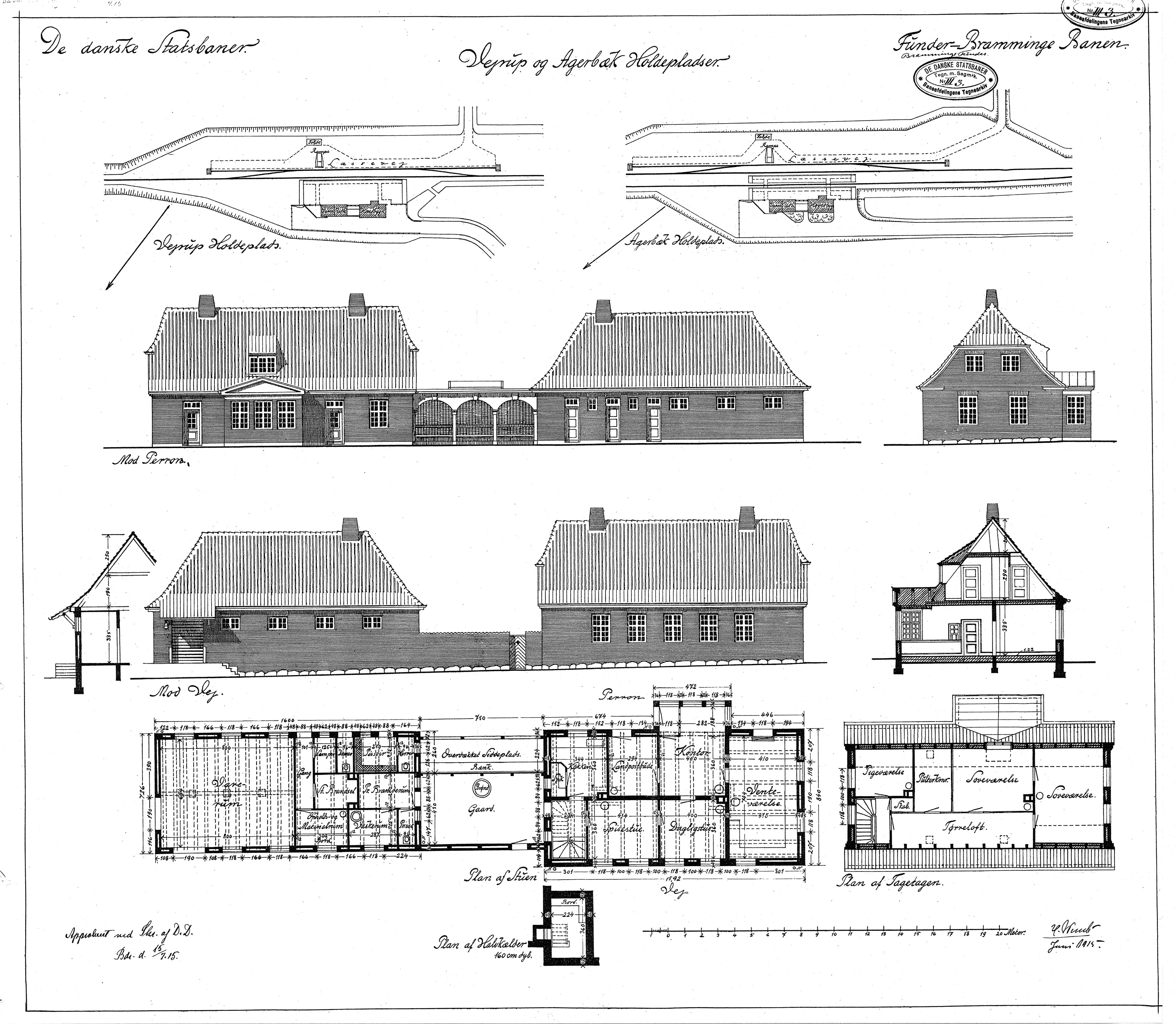 Tegning af Vejrup Station.