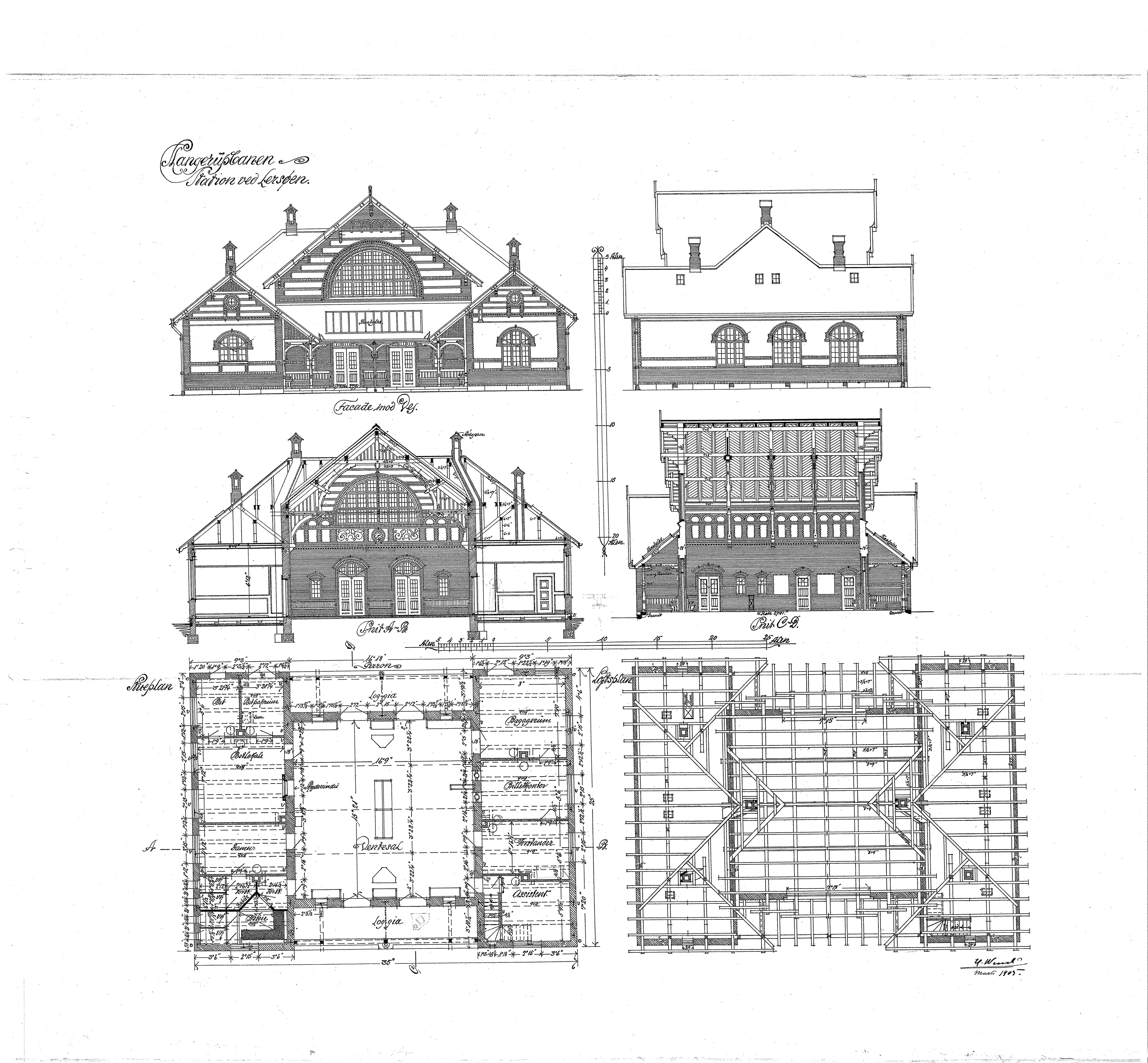 Tegning af København Lygten Station. Tegning af København Lygten Station.