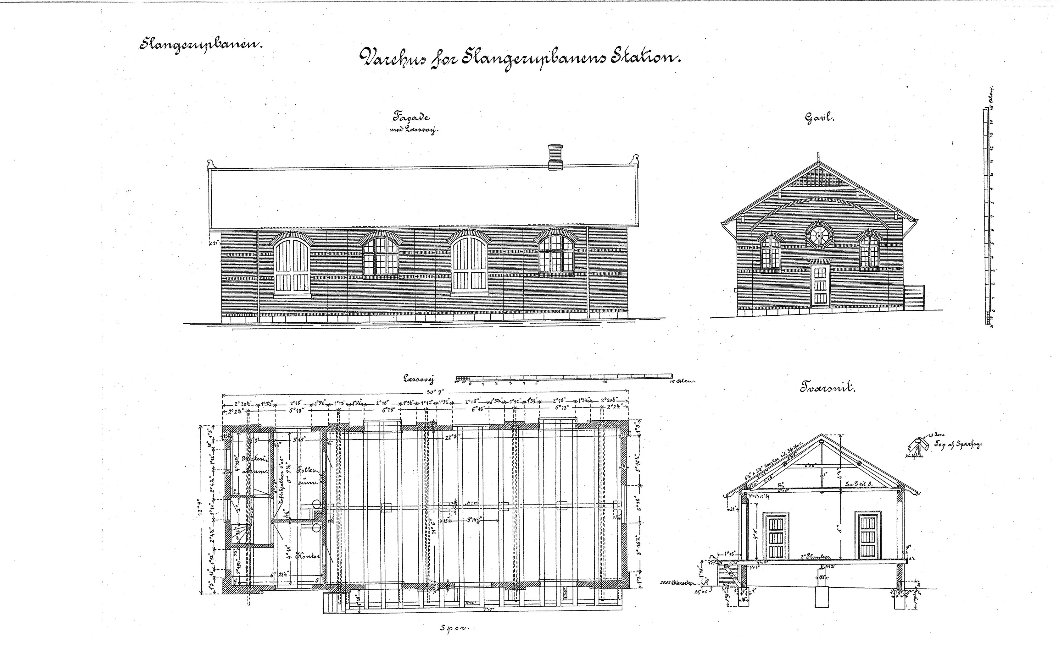 Tegning af København Lygten Stations varehus. Tegning af København Lygten Stations varehus.