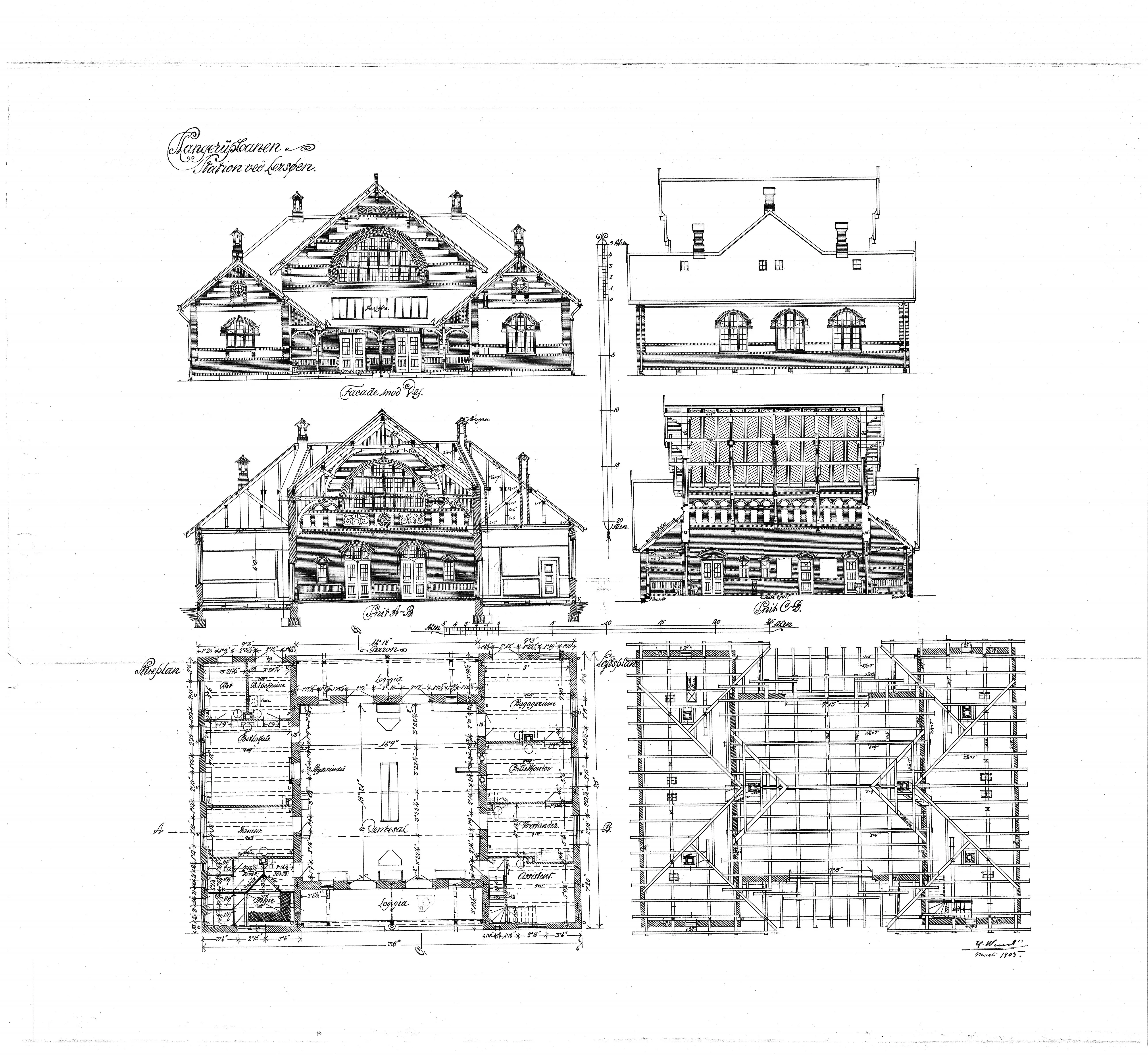 Tegning af København Lygten Station. Tegning af København Lygten Station.