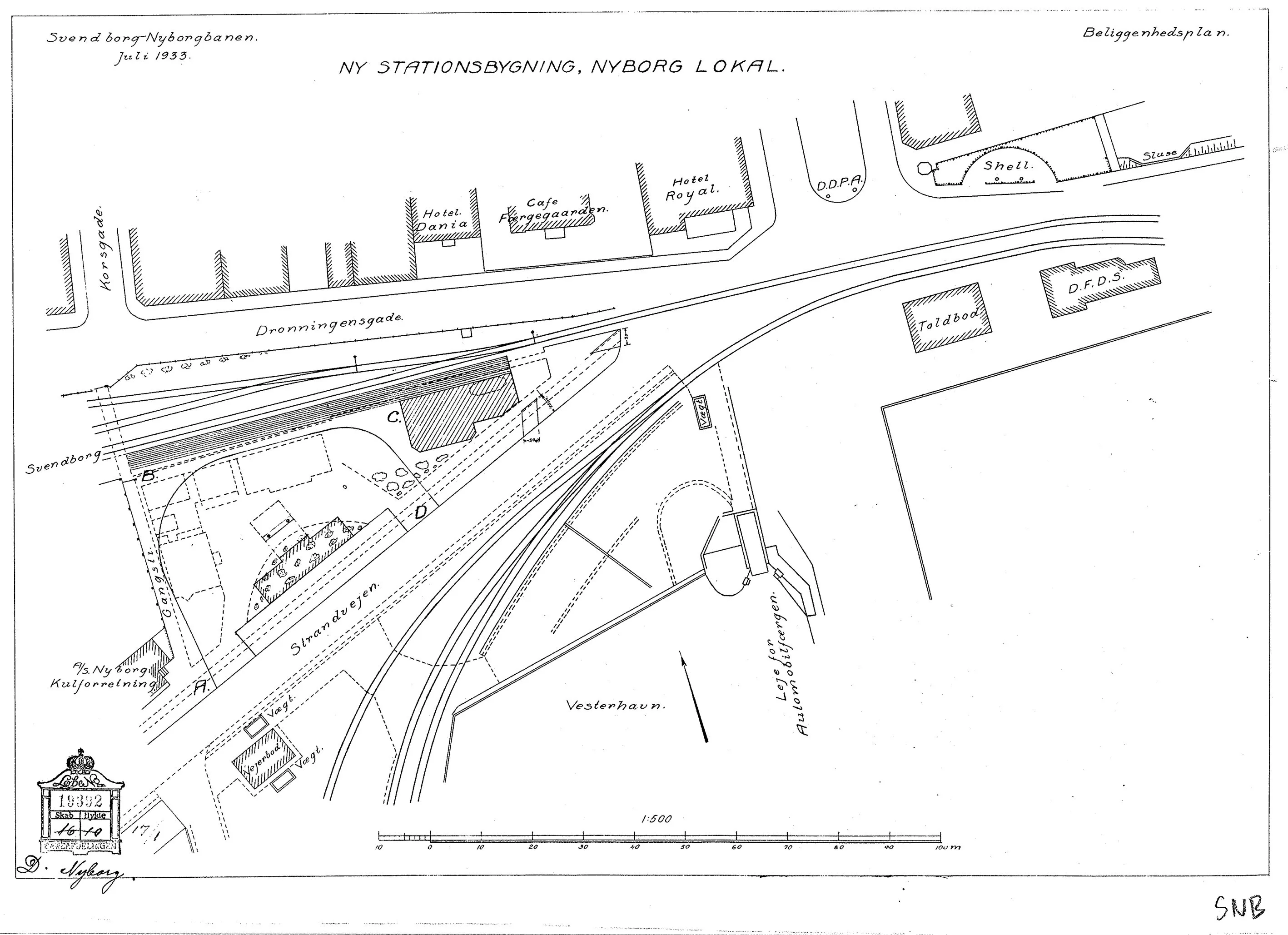 Sporplan af Nyborg Lokal Station. Sporplan af Nyborg Lokal Station.